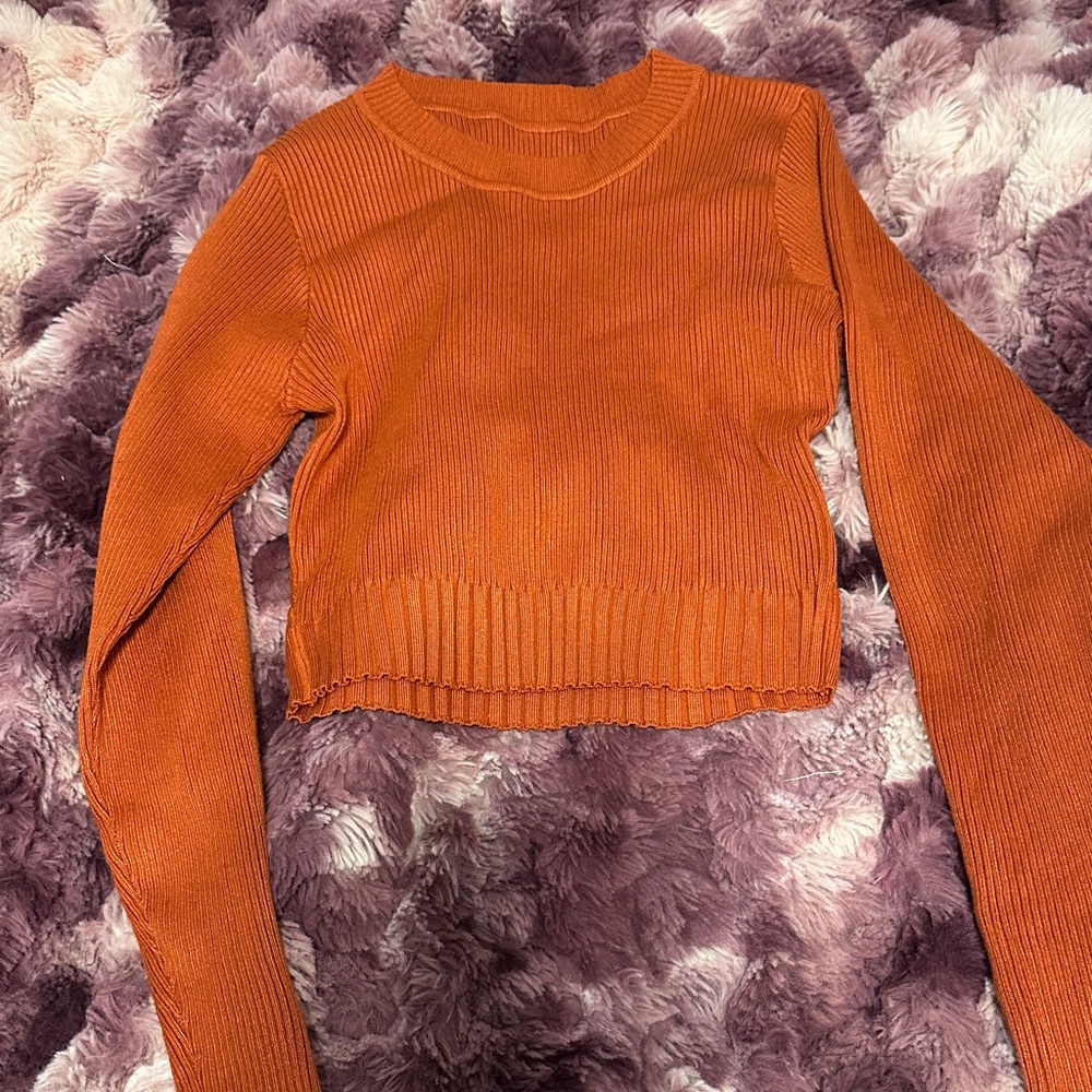 Rust Orange Ribbed Knit Set - Picture 2 of 3